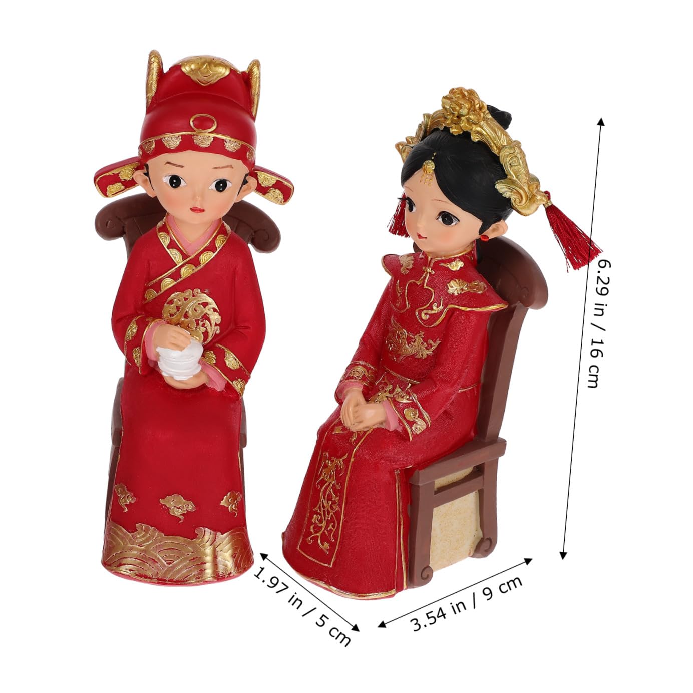 PRETYZOOM Hochzeitsdekorationen Brautpaarfiguren Chinesischer Stil für Hochzeitszimmer Tortendekoration Langlebiges Kunstharz