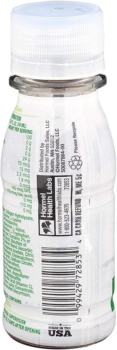 Hormel Health Labs Healthy Shot Protein & Amino Acid Supplement, Peach, 2.5 Ounce, 24 Count: Health & Personal Care