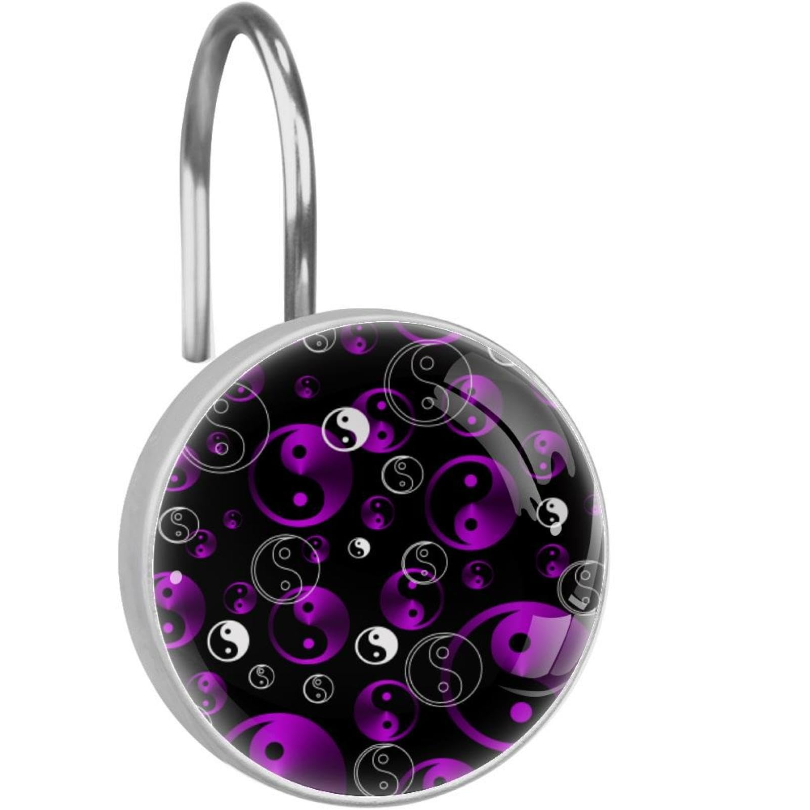 Crochets de rideau de douche Tai Chi violets en acier inoxydable pour tringle de douche