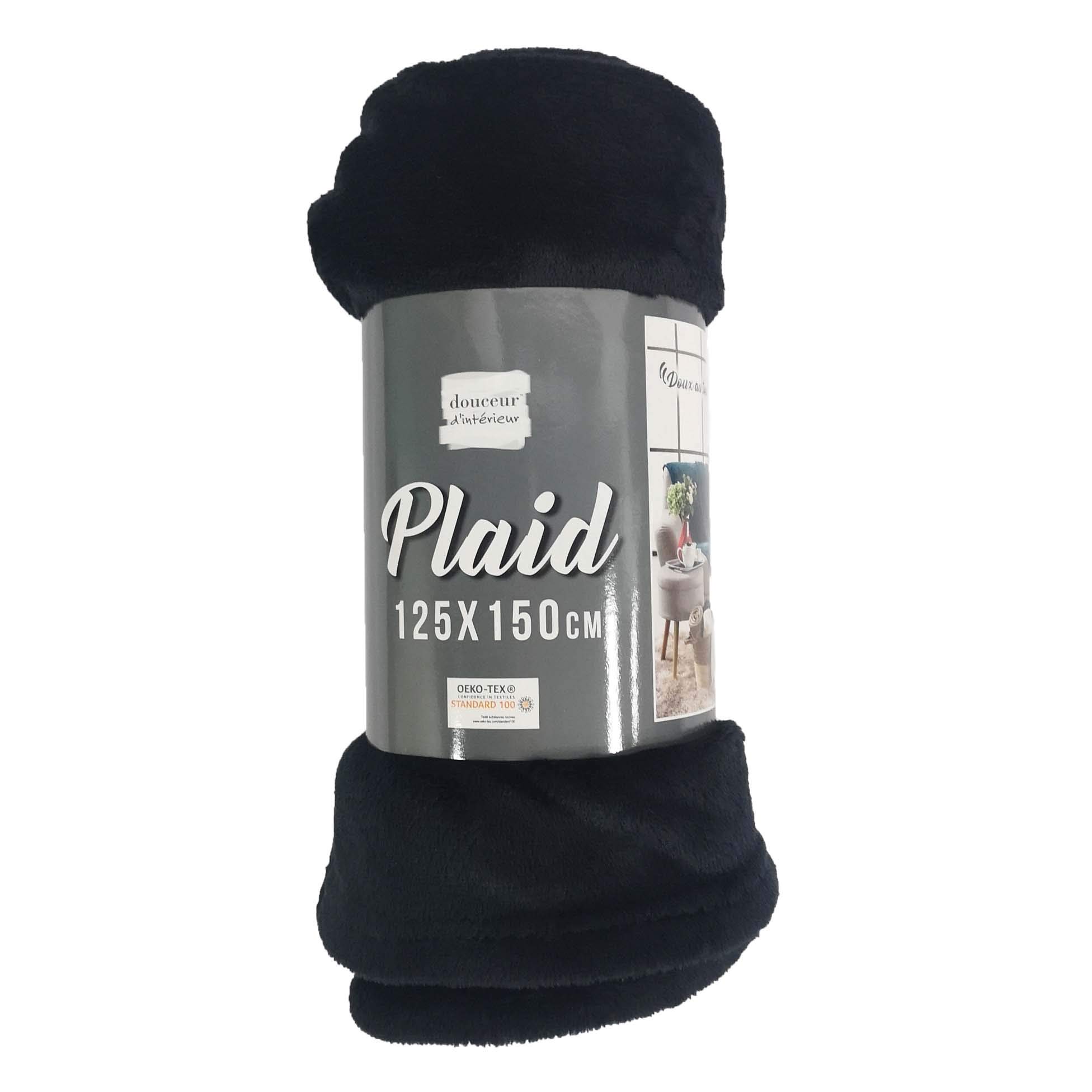Douceur d'Intérieur, Plaid (125 x 150 cm) Flanou Bleu, Flanelle