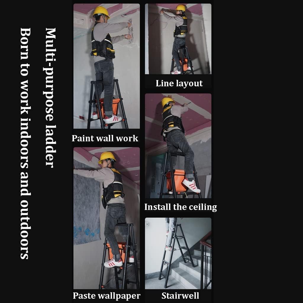 Step Ladder Thickened Telescoping Ladders Aluminum Multipurpose Folding Ladder Family Use Step Ladders 150kg Bearing Folding Ladder Telescopic Ladder(Size:4 Step)