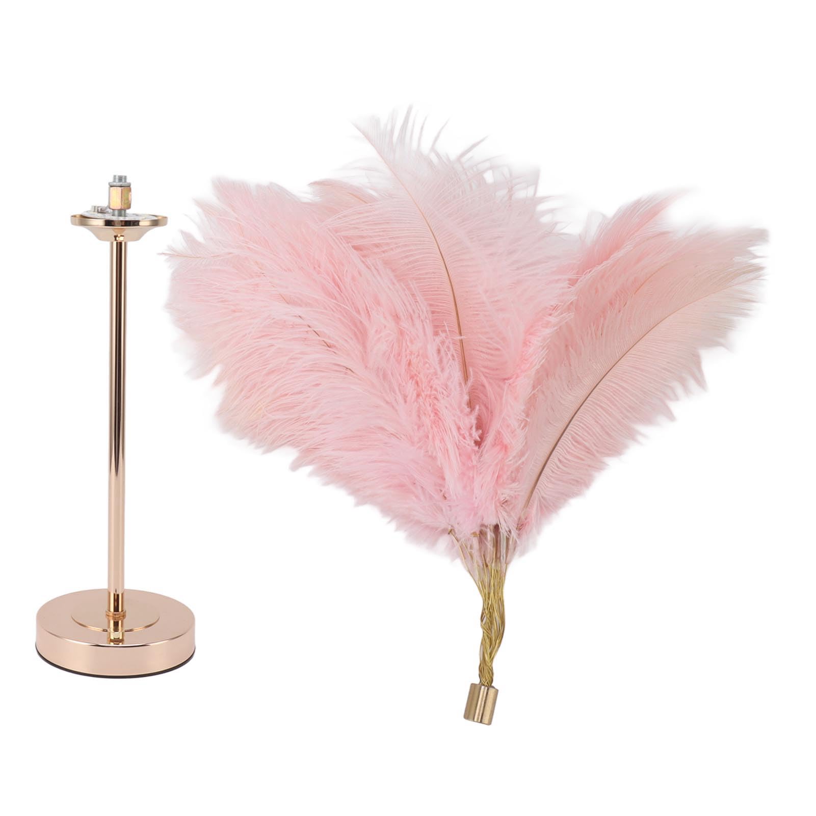 Lámpara de Mesa de Plumas de 30 Uds., Luz de Escritorio con Control Táctil Recargable por USB para Dormitorio, Sala de Estar, Cafetería, Decoración de Plumas (PINK)