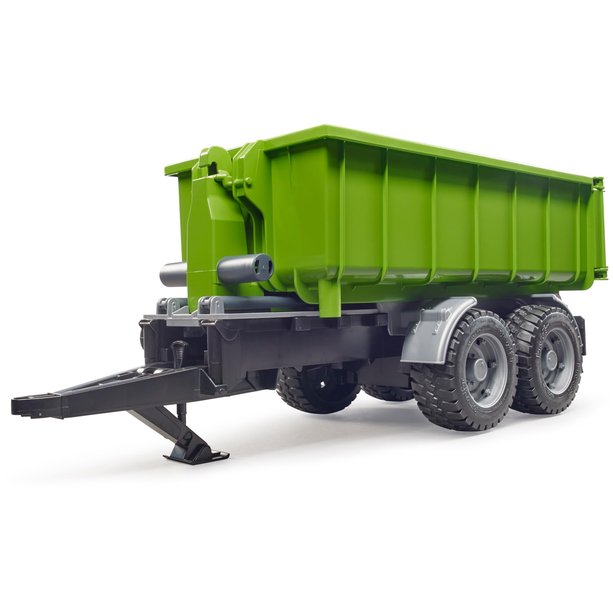 bruder 02035 - Rimorchio a gancio per trattori, con adattatore per l'aggancio, rimorchio ribaltabile, rimorchio da trasporto, cassone ribaltabile, azienda agricola, giocattolo