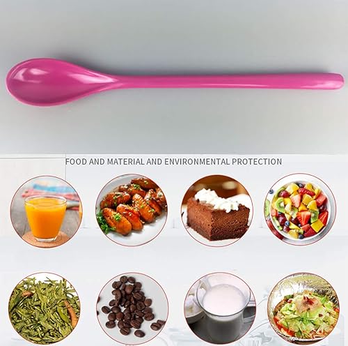 Miniatura 7 de Juego de 8 cucharas mezcladoras largas de melamina, cuchara de café con leche colorida, cuchara de helado de postre, cucharas de cóctel para postre