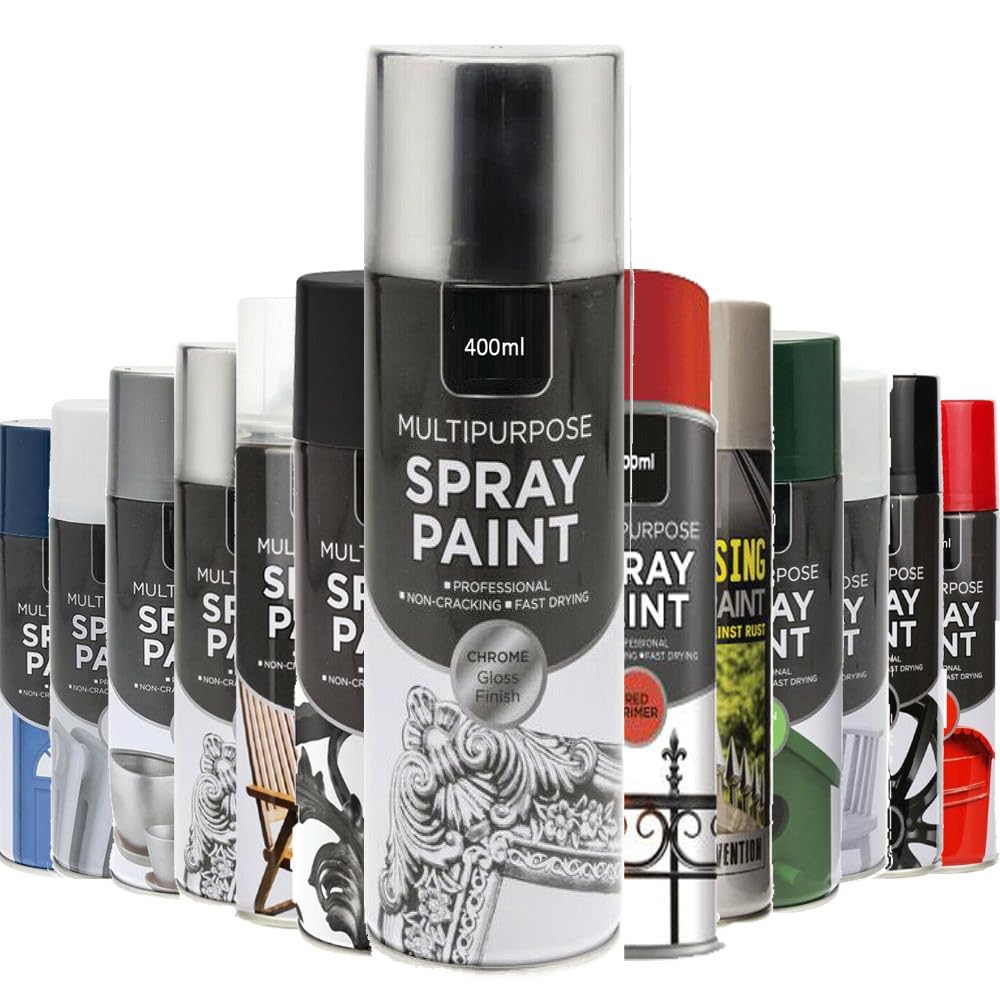 AlezyB - 1 x Multipurpose Chrome Gloss Spray Paint 400ml Excellent Coverage, Quick & Fast Drying for interior & exterior Multipurpose Spray for Metal | Plastic | Wood | Glass.
