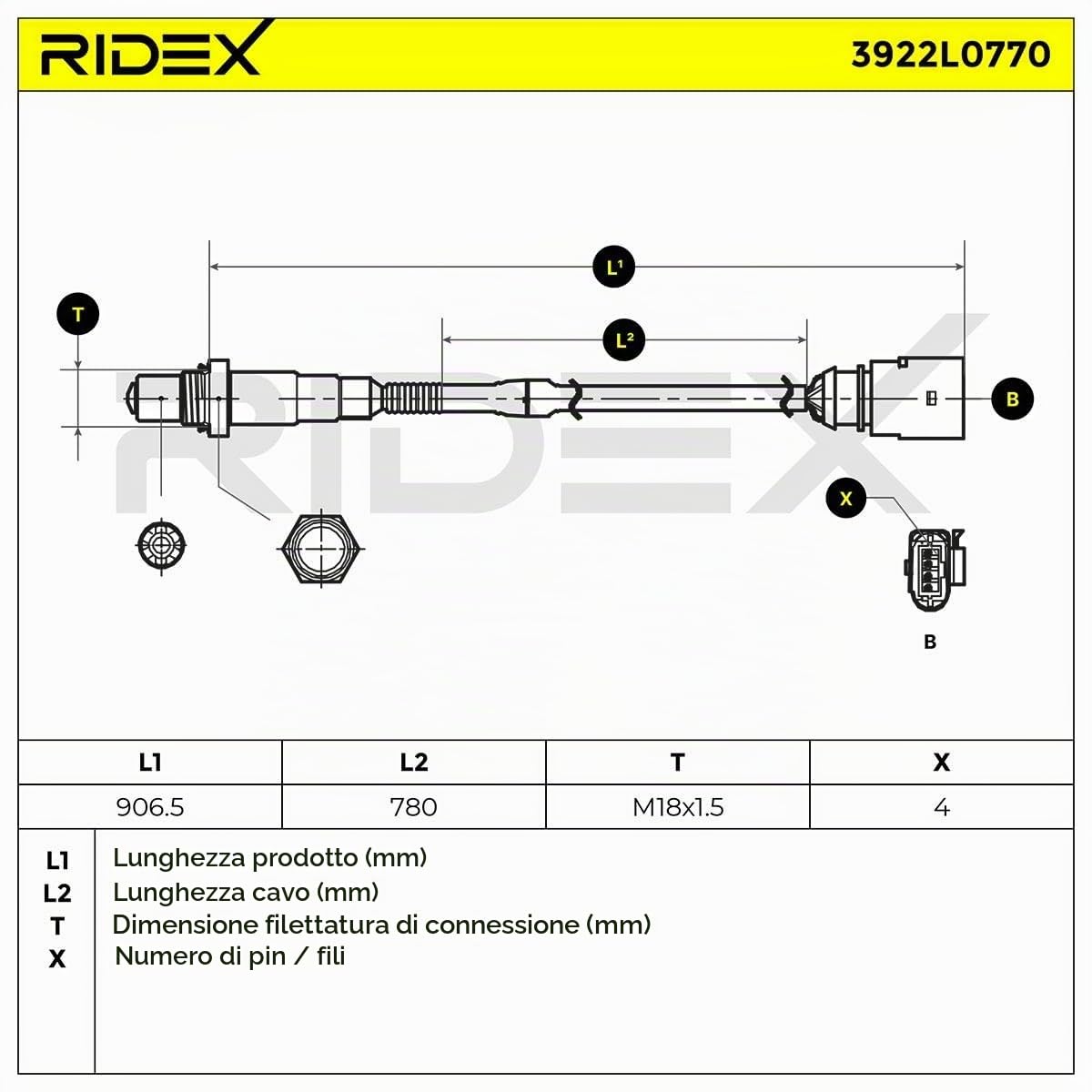 RIDEX 3922L0770 Sonda lambda Compatibilità con VW Golf 7 Hatchback 5G1, BQ1, BE1, BE2