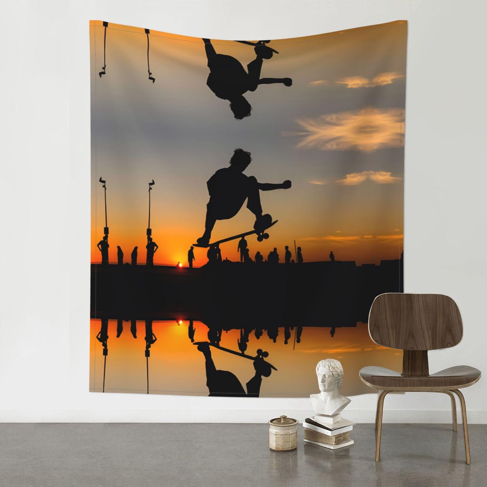 YYHWHJDE Skateboard Prints 60x51in Wall Tapestry – High-Grade Polyester Throw for Dorm, Beach & Home Decor