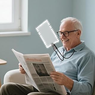 1.8X Freihändig Lupe mit Licht, Flexible Schwanenhals Leselupe für Senioren, Einstellbare Leselupe für Bücher, Nähen und Kreuzstichen (3 Beleuchtungsmodi)