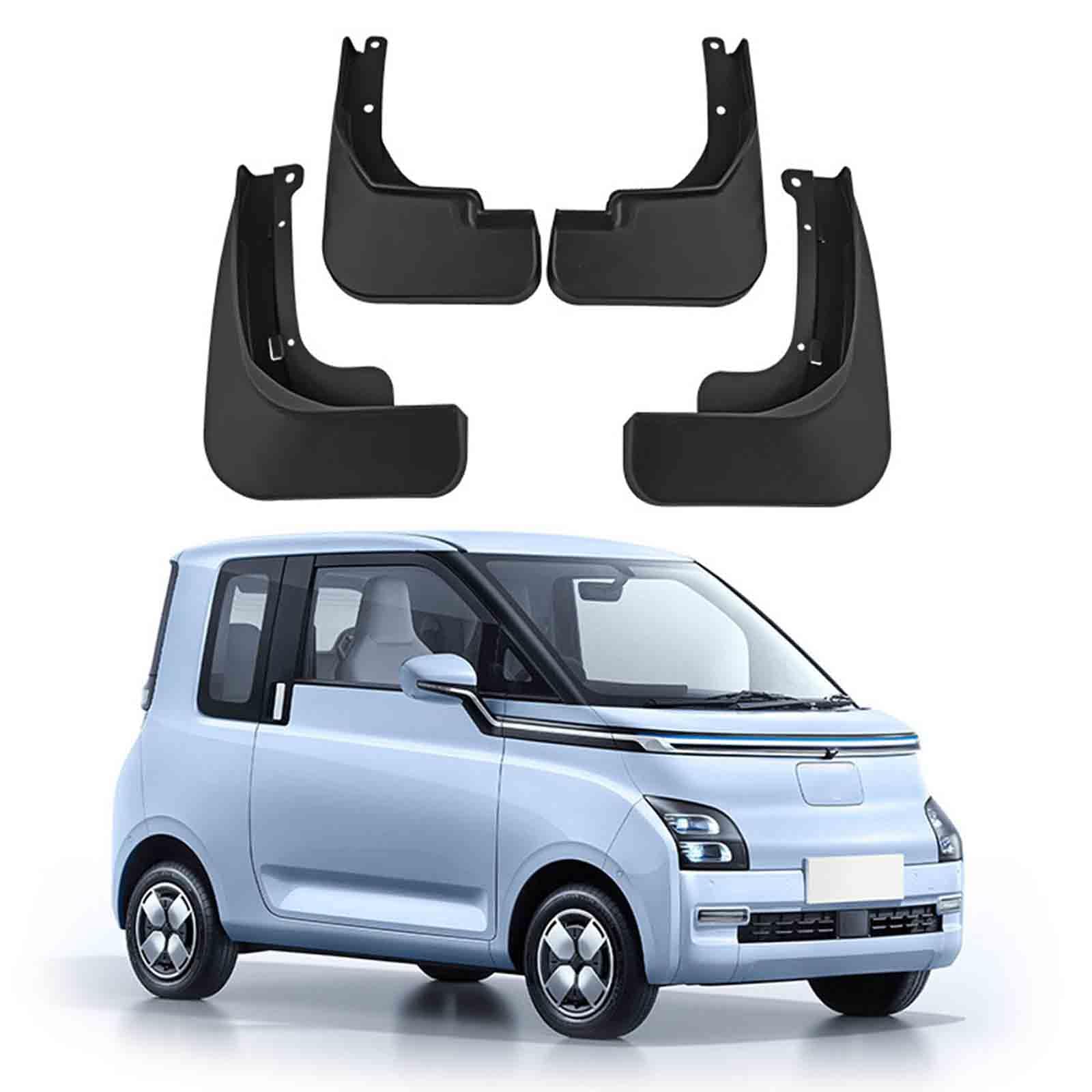 YPFYBHD Mud Flaps Splash Guards, Compatible with WULING Ari EV 2023, Front and Rear Mudflaps Fender Guards Set of 4, Car Protection Accessories