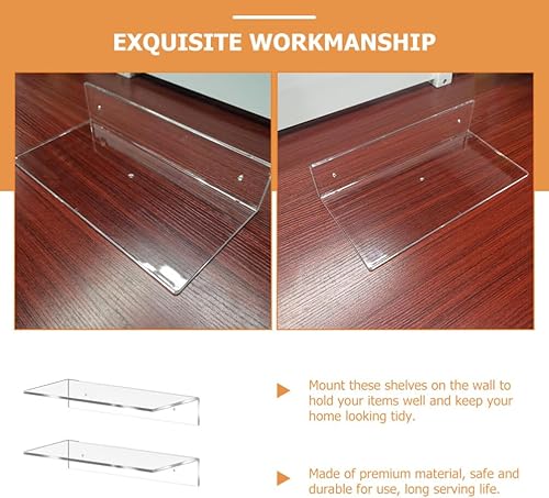 Miniatura 6 de ULTECHNOVO 2 estantes flotantes acrílicos transparentes para pared que ahorra espacio, estantería flotante invisible para sala de estar, dormitorio,