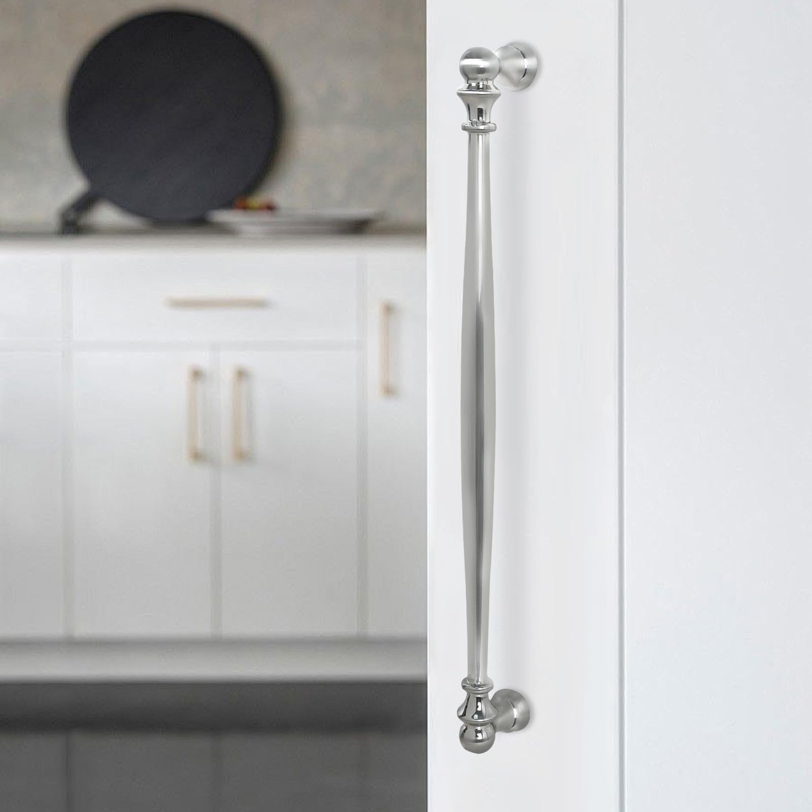 Paquete de 10 tiradores de gabinete de cocina de 10 pulgadas (254 mm) de níquel satinado cepillado, tiradores de gabinete de aleación de zinc, tiradores de cajones sólidos para cocina