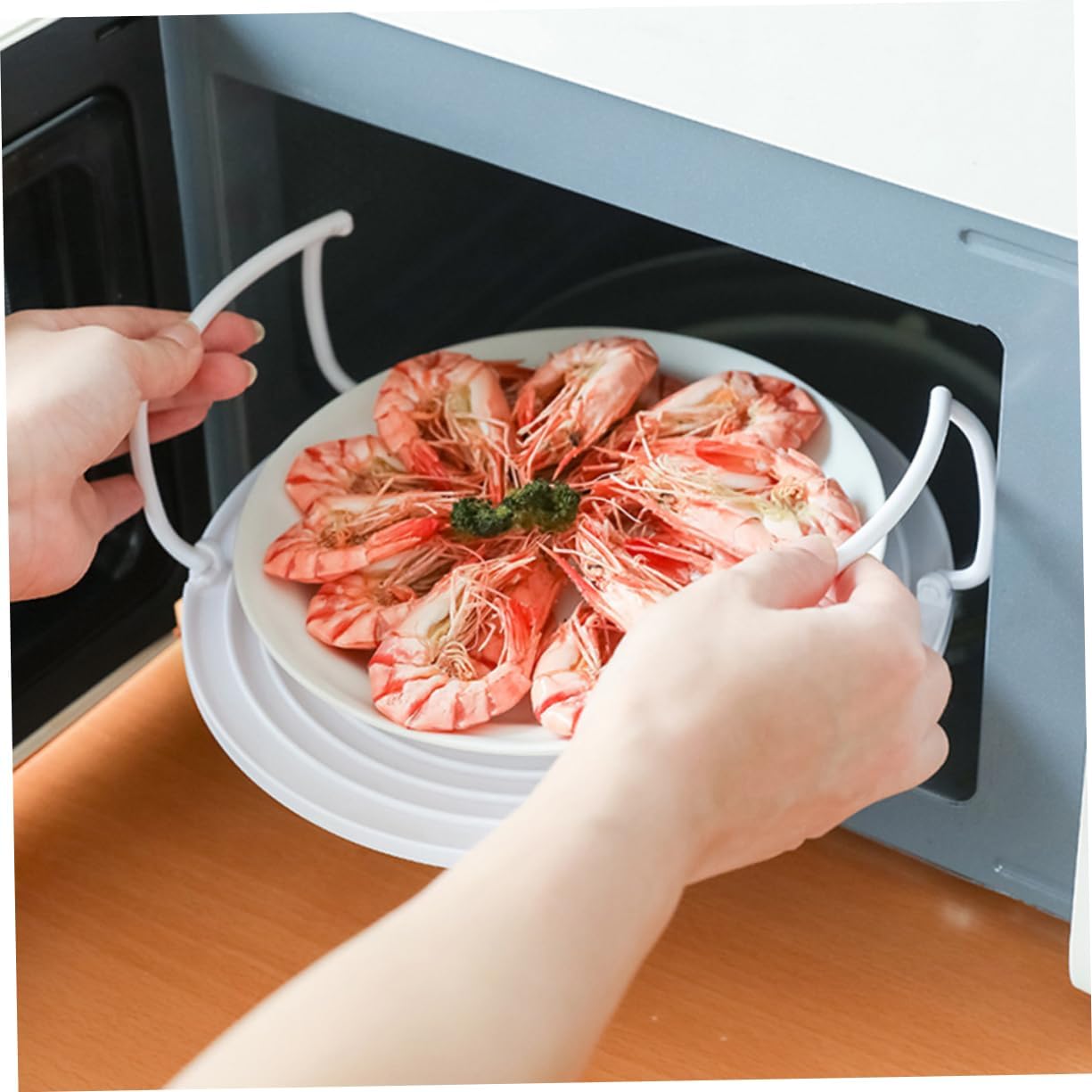 4 Pack Layered Storage Rack for Microwave Oven Use, PP White