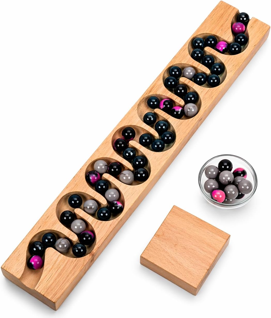 Wooden Marble Run Track Toy with 8 Multicolor Balls | Montessori STEM Building & Puzzle Toy | DIY Track Set | Eco-Friendly Wooden Toy for Kids Birthday Gift