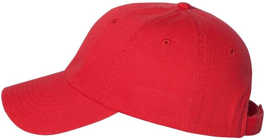 Valucap - Bio-Washed Chino Twill Cap - VC350 - Adjustable - Red