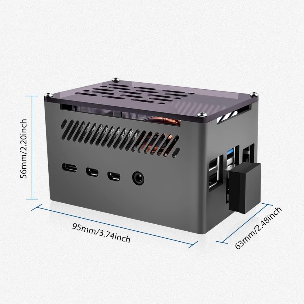 GeeekPi Aluminium NAS Gehäuse mit Ice Tower Kühler,M.2 SATA SSD Adapterplatine, Passive Gehäuse mit 4007 Ultra-Quiet PWM Lüfter für Raspberry Pi 4 Model B 2GB 4GB 8GB