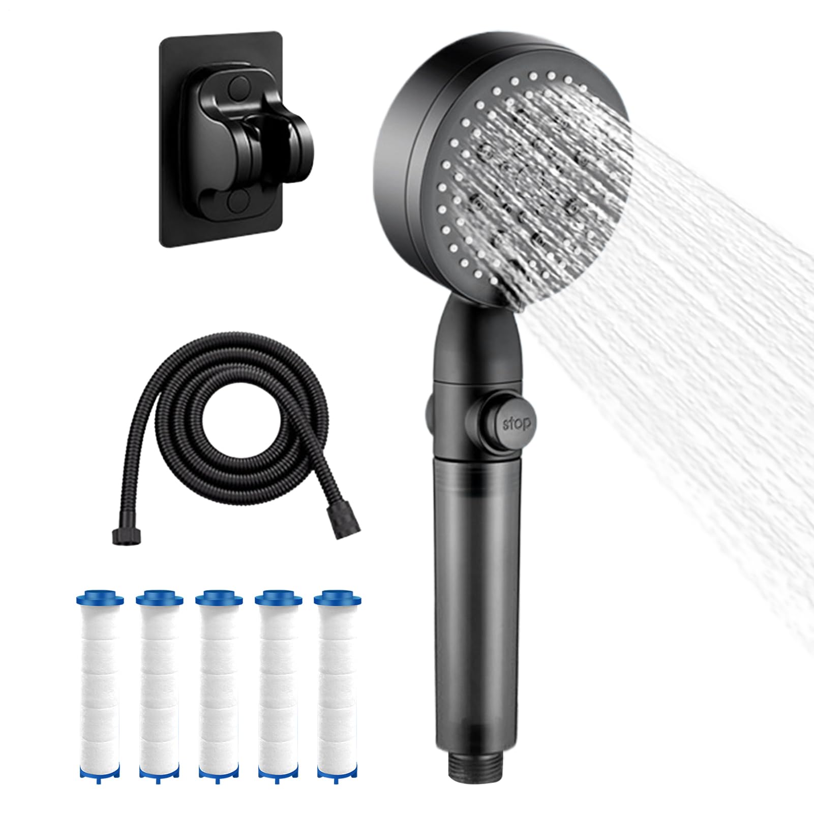 Pomme de douche filtrée haute pression anti-calcaire pour soulager la peau sèche sous la douche
