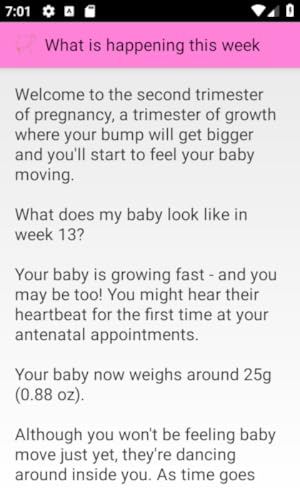 Pregnancy weekly info app