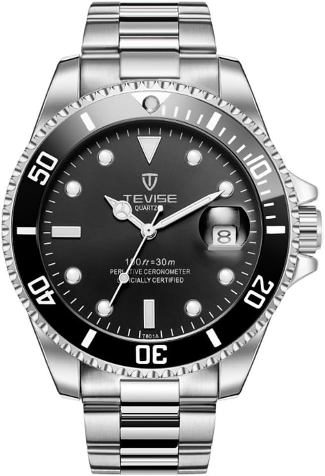 Men's Submariner Automatic Quartz Watches with Automatic Date Luminous Waterproof Stainless Steel Watch for Men