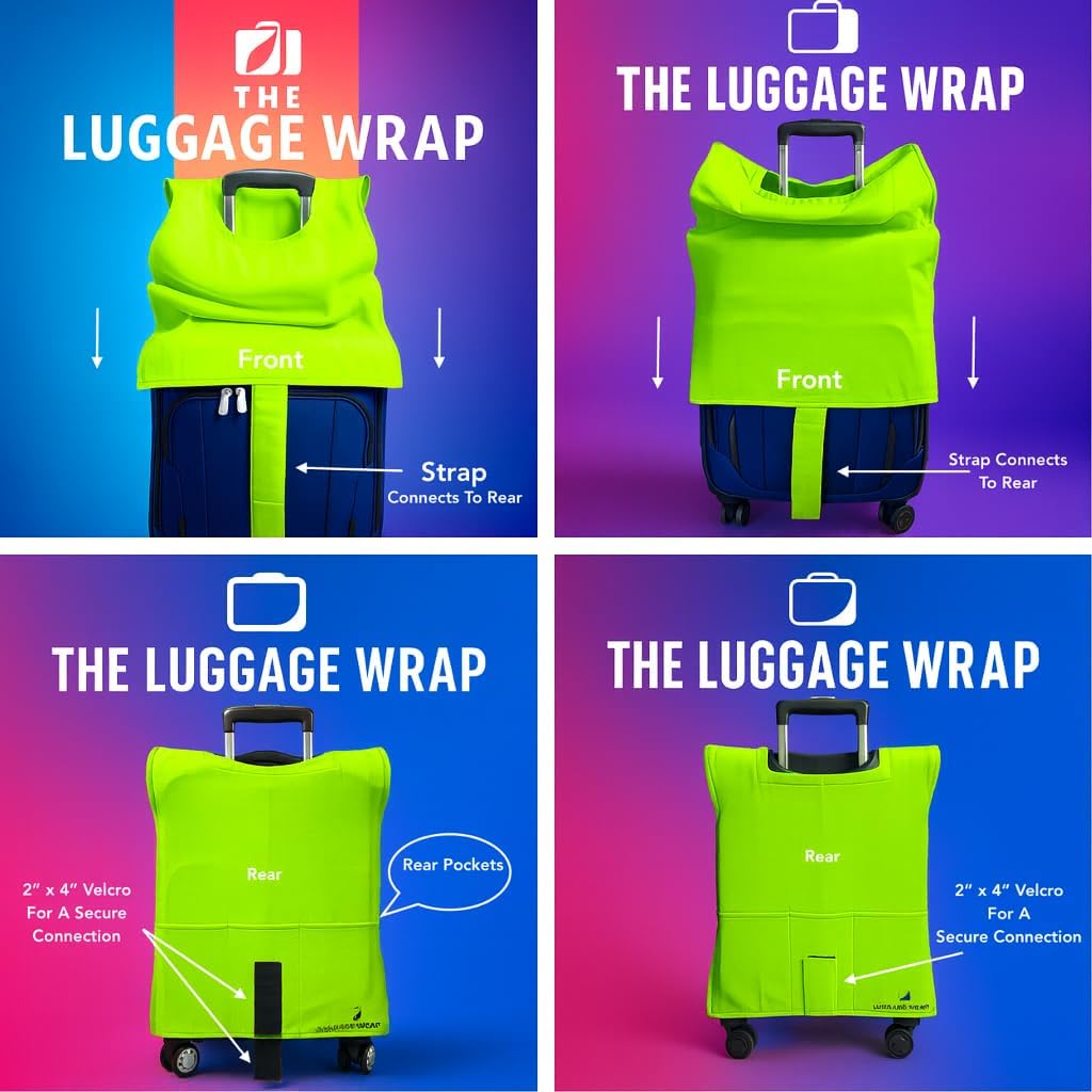 Large Lemony Lime Green Water-Resistant Luggage Covers for Suitcase TSA Approved for 27"-29" - Durable Patented Design Suitcase Covers for Luggage, Fundas para Maletas, Travel Accessories