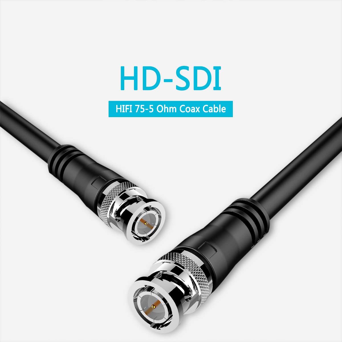 Cavo SDI 45,7 m, Furui HD-SDI Cavo 3G 75 Ohm Cavo coassiale 75-5 BNC a BNC Connettori in rame anti ossidante 1080P per videosorveglianza CCTV Sistemi