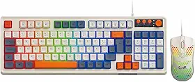 Kit Teclado e Mouse Gamer Mecânico Alta Precisão RGB LED Rainbow USB para PC, PS4, PS5 e Xbox Versão Atualizada Sem Atraso ao Teclar, Sem delay.