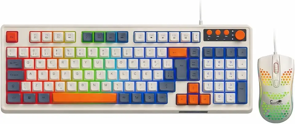 Teclado + Mouse Gamer Semi Mecânico, Iluminação LED Rainbow, Conexão USB para PC, PS4 PS5 e Xbox,Alta Precisão.