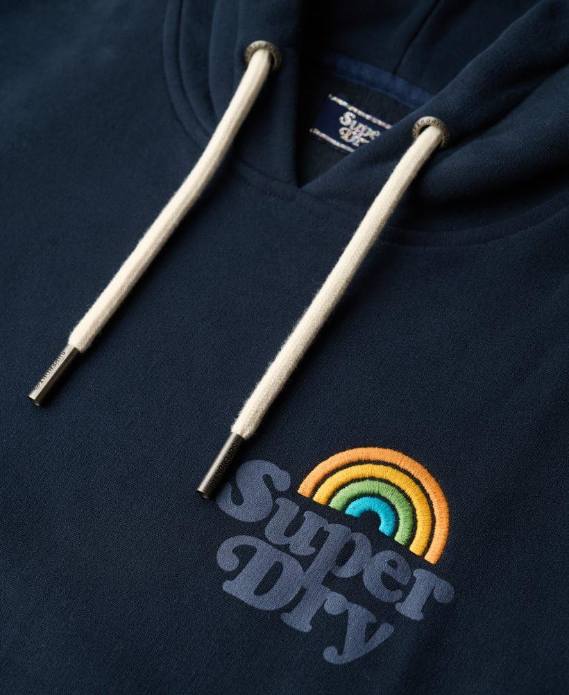 Superdry Damska bluza w stylu vintage tęczowa bluza z kapturem ciemna granatowa 40, Ciemny granatowy, 40