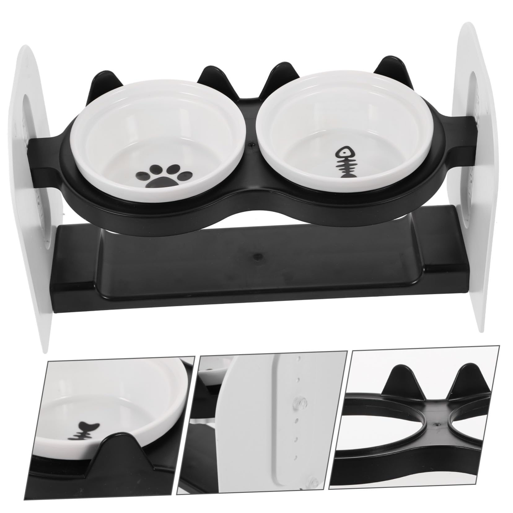 Doppel Keramik Futternapf 1 Satz, Abnehmbares Design, Schwarz