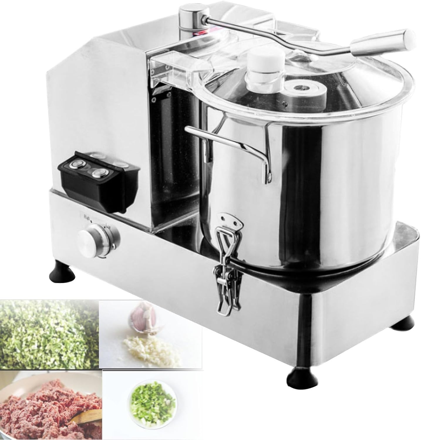 Picador eléctrico de alimentos, 6 L, multifuncional, picador de verduras, frutas y nueces con cuchillas de acero inoxidable, velocidad ajustable y diseño desmontable para una preparación rápida de