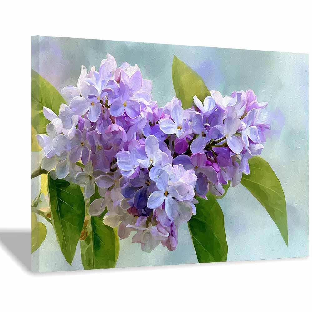 ZAMAEIU Nature Landscape Picture Clustered Lilacs Large Modern Scenic Painting, for Living Room Bedroom Bathroom Dinning Room Home Office Wall Decor(Purple;)-70x100cm Framed