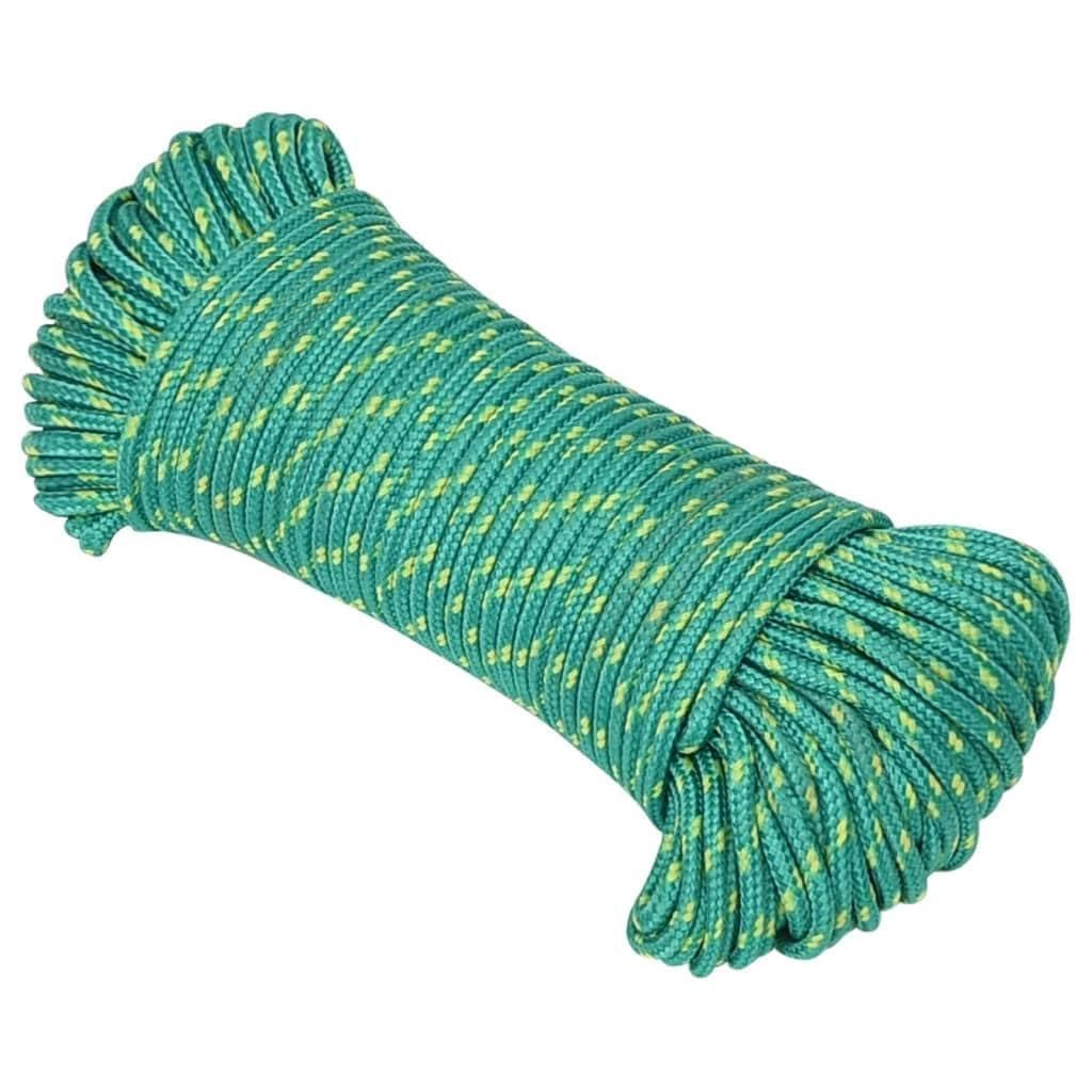 Corda per barca, verde, 3 mm, 25 m, in polipropilene, robusta, resistente alle intemperie, antistrappo, per barca, vela, campeggio, attività all'aperto, casa, officina, fissaggio e legatura