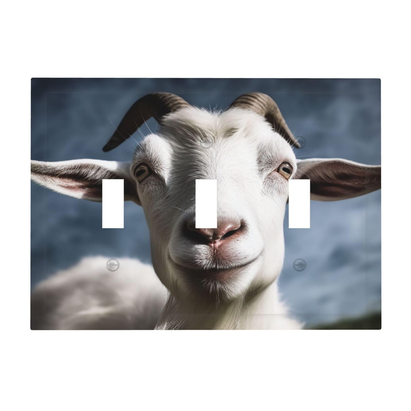 3-Gang Decorator Wall Plate Goat Light Switch Cover Triple Toggle Receptacle Wall Plate Mid Size 4.8" x 6.7" Wallplate Unbreakable Polycarbonate Outlet Faceplates Covers