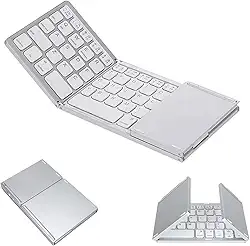 Mini Teclado Dobrável Portátil Tecnologia Bluetooth Sem Fio Com Touchpad (PRATA)