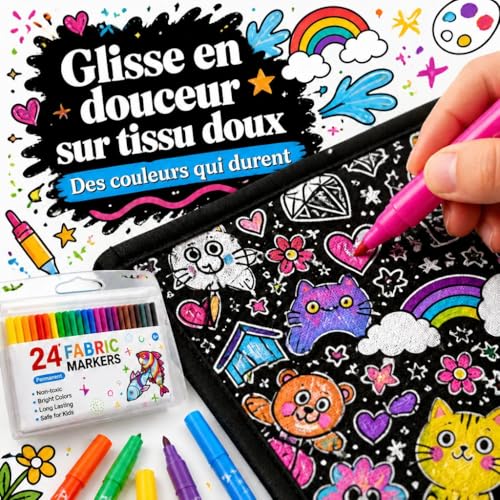 VEELU Couverture à Colorier Adulte DIY avec 24 Marqueurs, Plaid à Colorier Adultes Lavable 150x127cm pour Canapé, Couvertures Coloriage Réutilisable, Cadeau d’Anniversaire Noël, la Saint-Valentin – vue 4