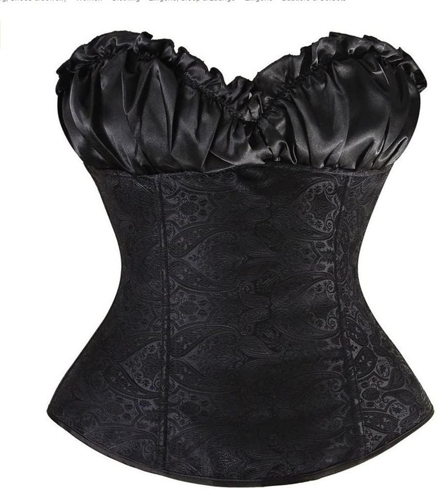 Princess Creamy Corset Retro Gothic Top Lace Up Boned Zipper Side Body Shaper Size