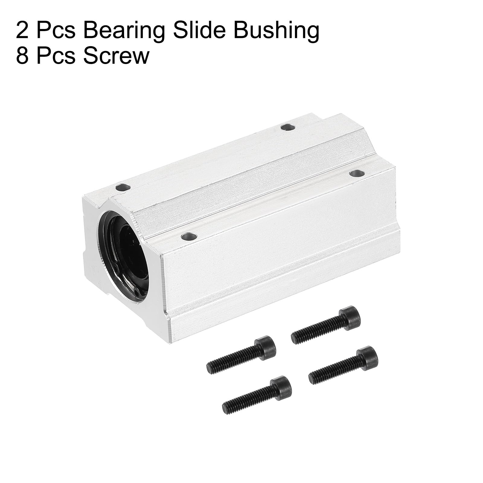 QUARKZMAN 2 Piezas SCS16LUU Cojinete De Bolas Lineal De Deslizamiento De Aluminio 84 Mm De Longitud Bloque De Rodillos Lineales Para Varilla De 16 Mm En Impresora 3D Máquina CNC Plateado