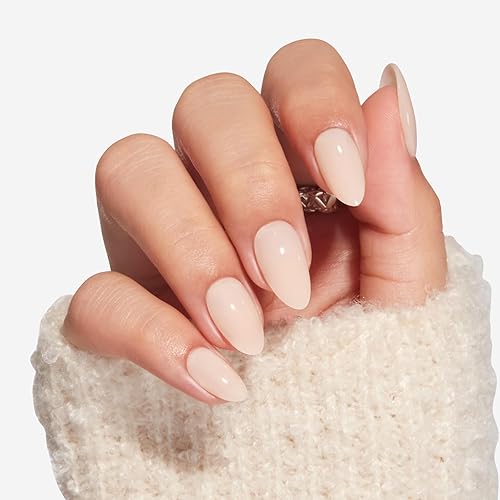 Modelones Nude Press on Nails Almond, Short Almond Fake Nails,