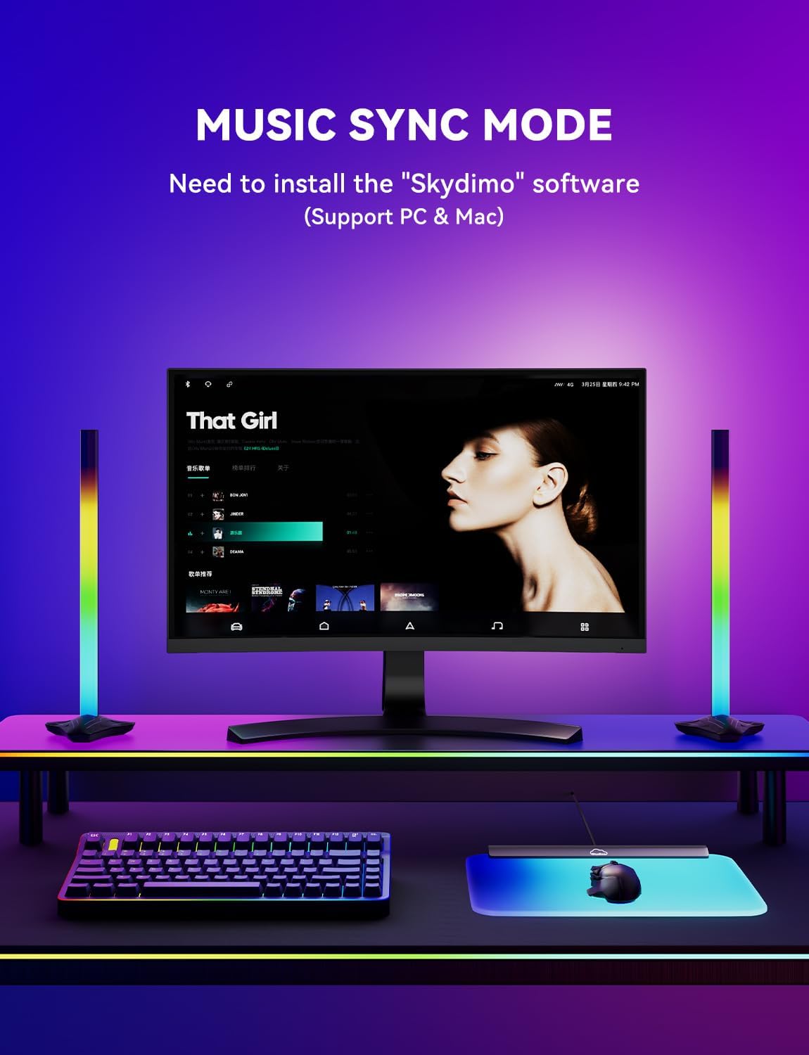 Soleil X3 Gaming Mouse Mat, Monitor Color Sync RGB Backlit, 18 Zone LED Lighting, Music Sync Mode, Cool Mouse Pad for Gaming Desk, 14.18×12.13in Large Size, USB-Type C Cable, White mat & Black Metal