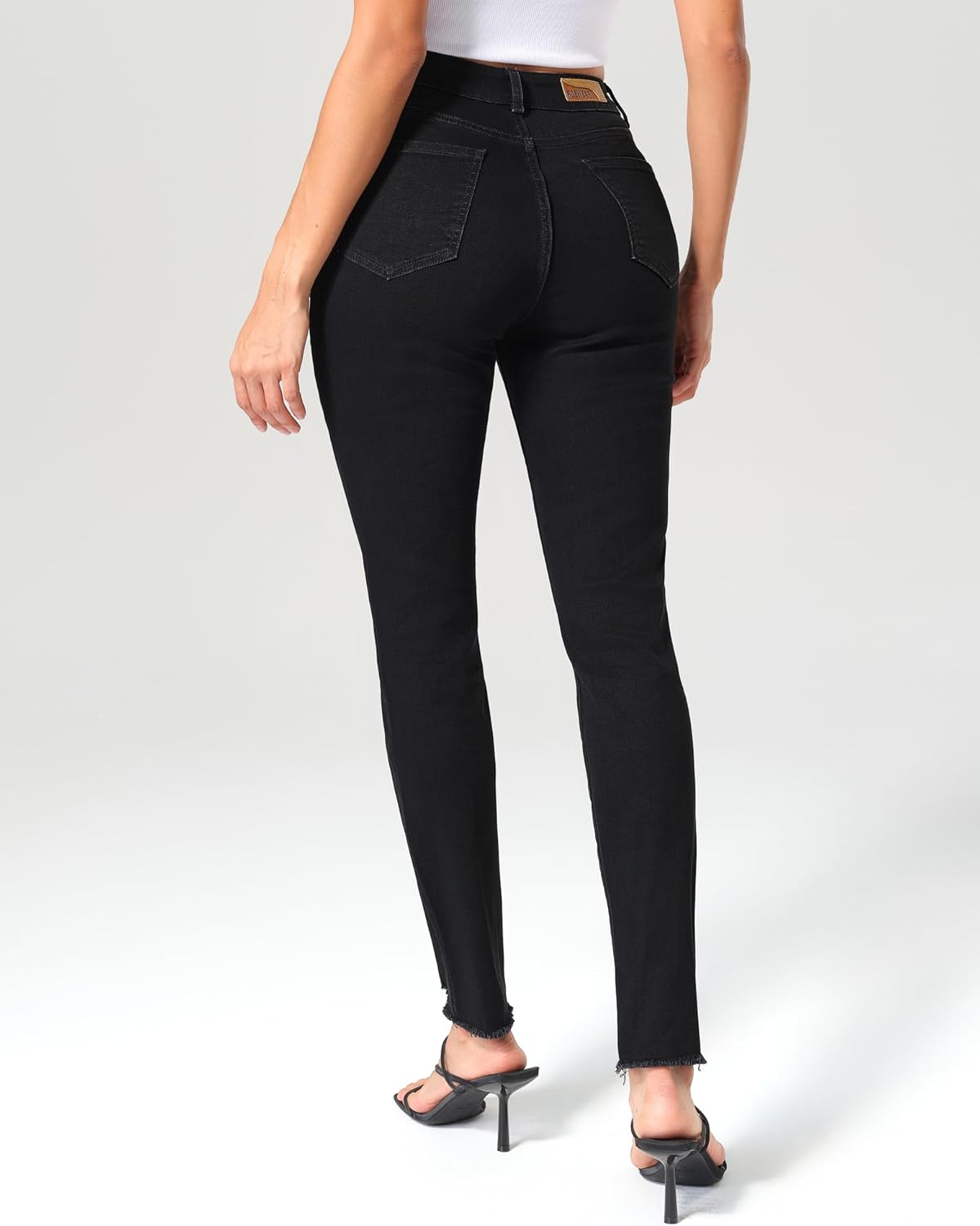 roswear Skinny Jeans for Women Mid Rise Ripped Stretchy Denim Pants Trendy Slim Fit Distressed Jeans - Image 3