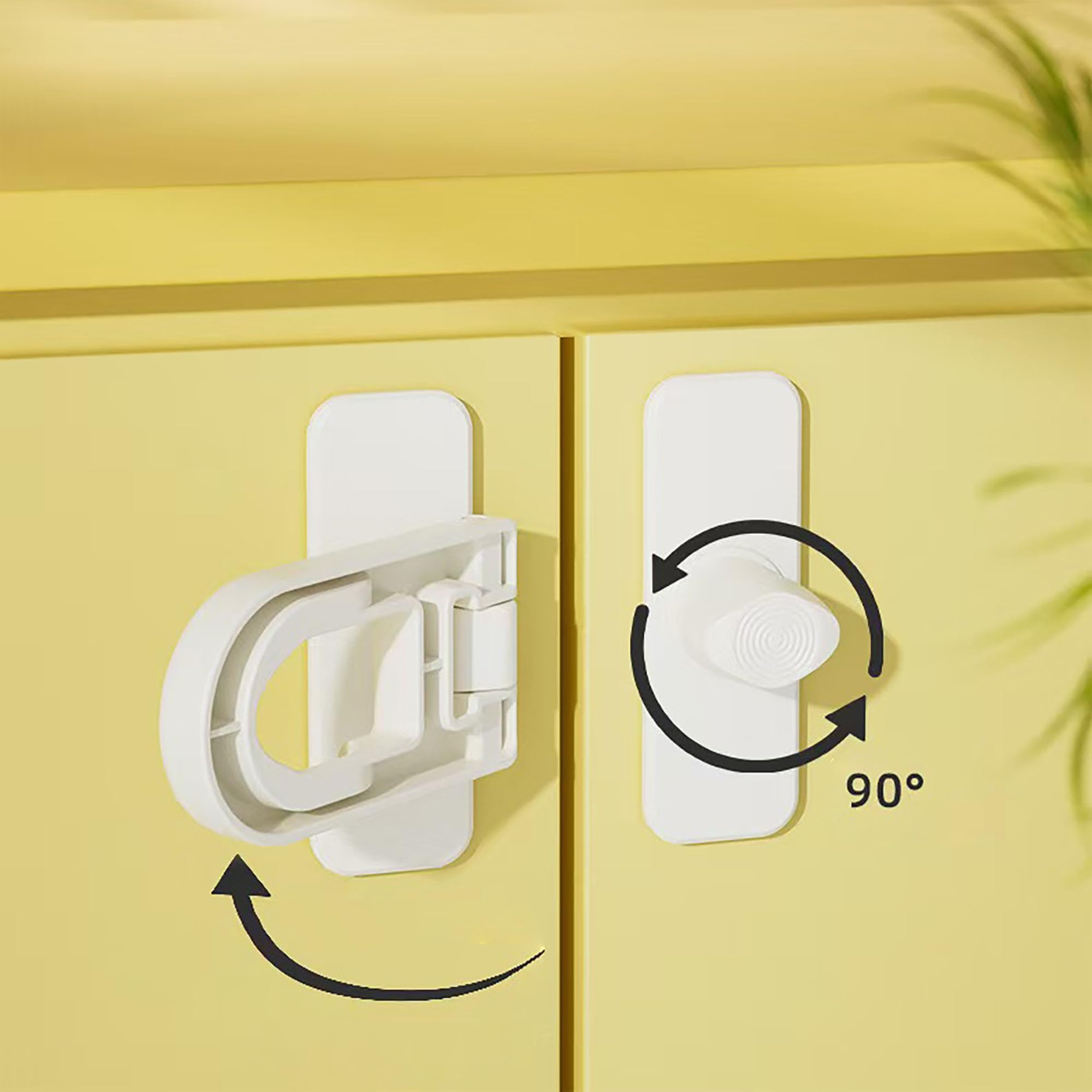 4 Pack Serrure de porte de réfrigérateur de sécurité enfant，pour réfrigérateurs, congélateurs et armoires,utilisant un adhésif 3M-Aucun Outil ou Perceuse Nécessaire(Blanc)