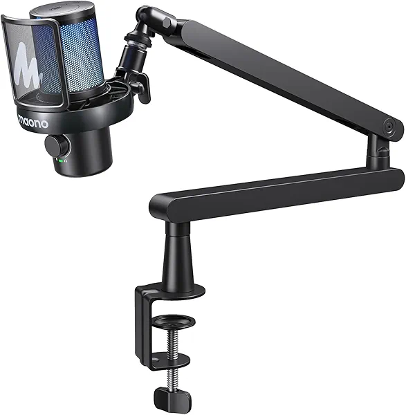 MAONO DM40 AI Wireless Gaming Microphone with Low Profile Boom Arm BA92