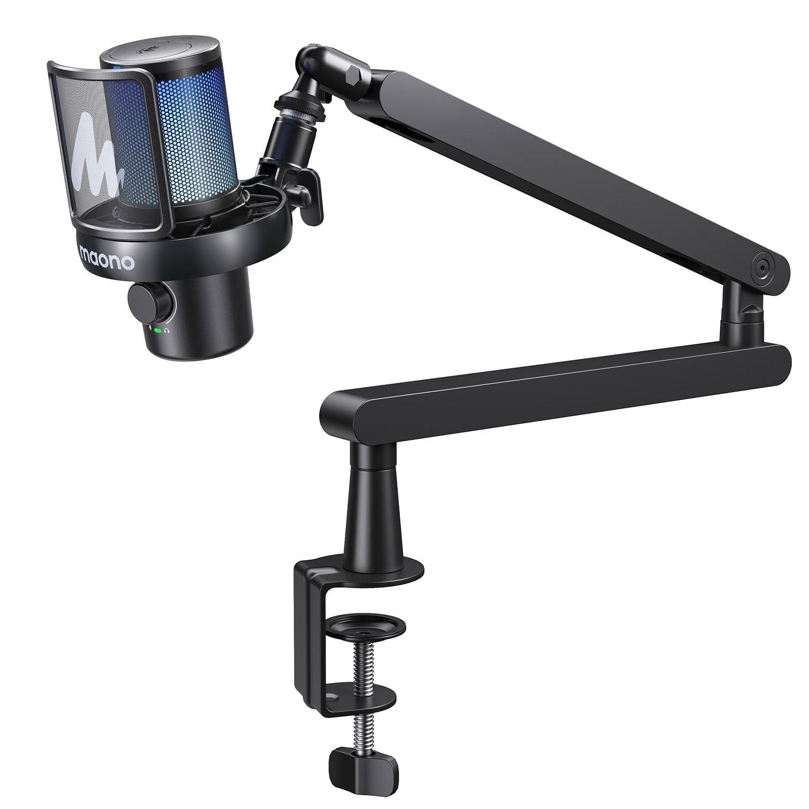 MAONO DM40 AI Wireless Gaming Microphone with Low Profile Boom Arm BA92