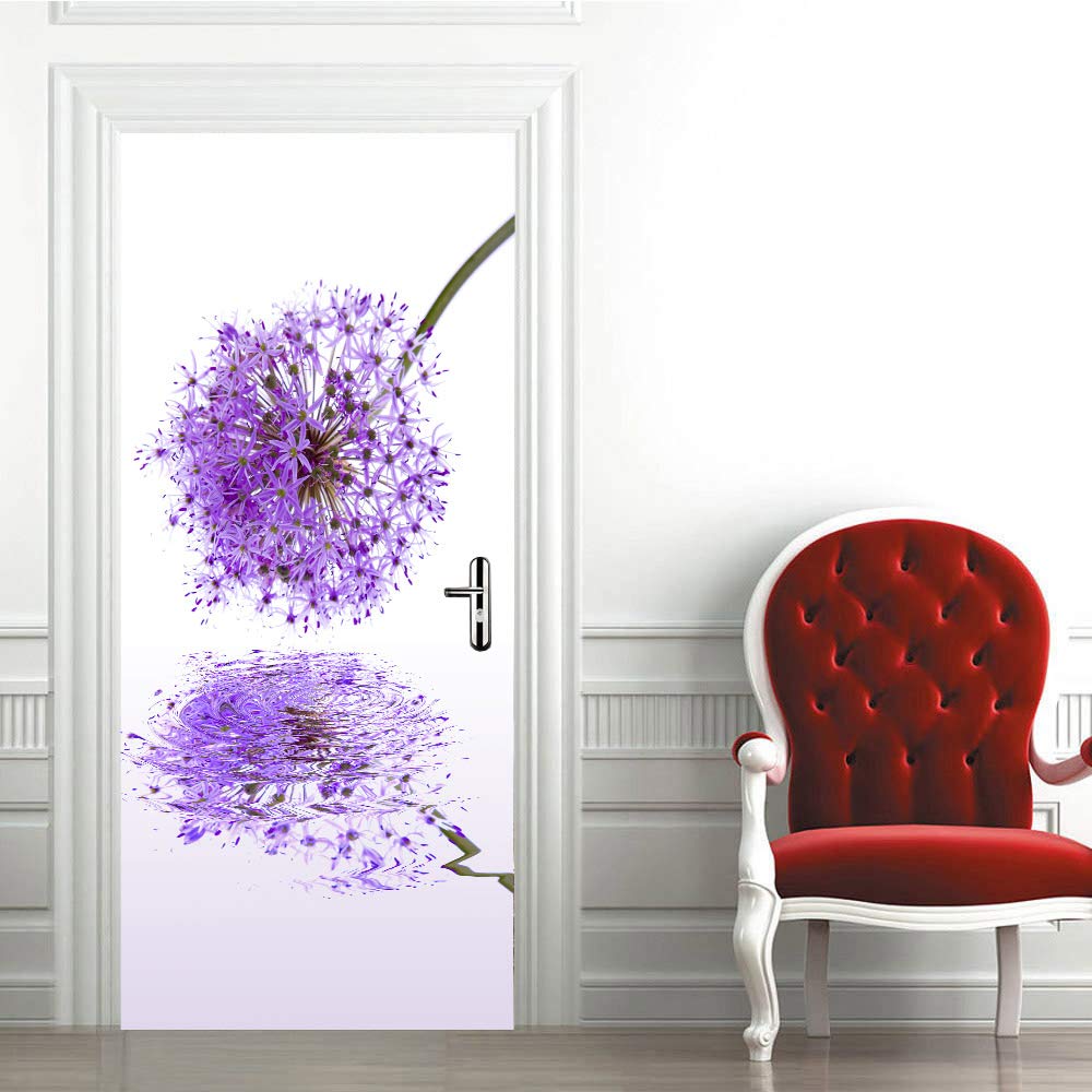 Sticker porte trompe l'oeil 3D pissenlit 95x215 cm pour décoration murale