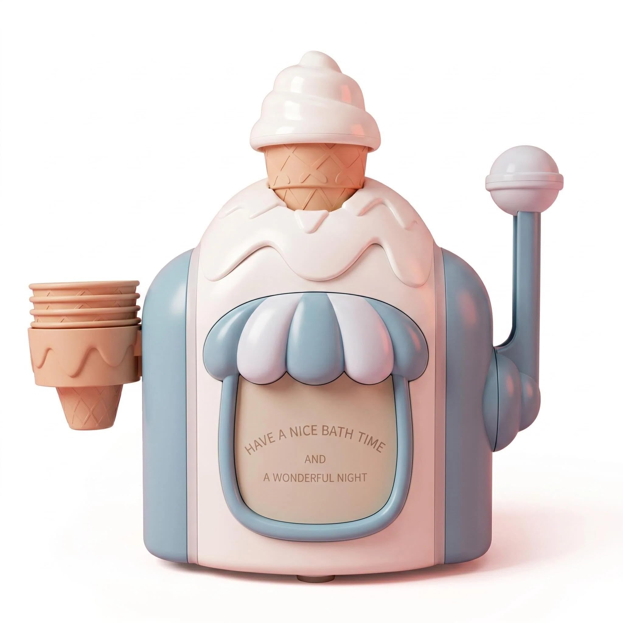 BRTNUP Bath Bubble Machine, Light Blue Ice Cream Foam Maker for Tub Shower