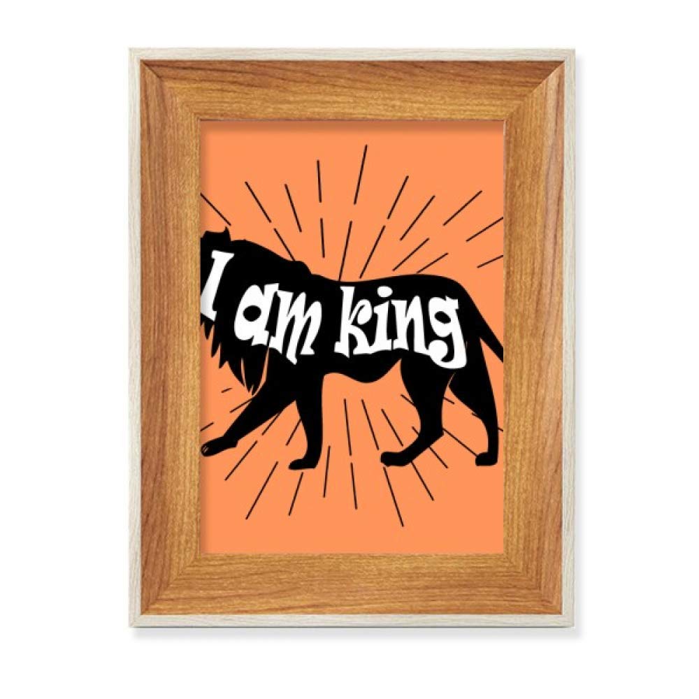 Cadre de photo en bois avec silhouette de lion noir de qualité