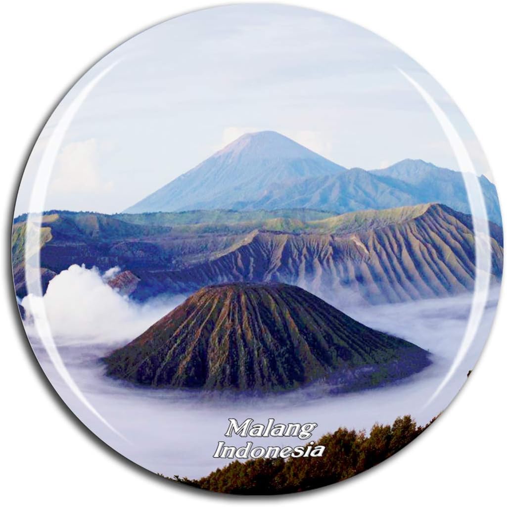 Weekino Indonesia Bromo Tengger Semeru National Park Malang Imán de Nevera 3D de Cristal de la Ciudad de Viaje Recuerdo Colección de Regalo Fuerte Etiqueta Engomada refrigerador
