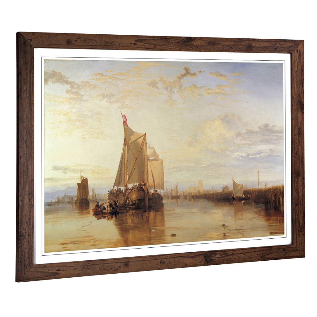 Big Box Art Framed Print of Joseph Mallord William Turner The Dort Packet Boat Design | Wall Art Picture| Home Decor for Kitchen, Living Room, Bedroom, Office, Walnut, A2 / 24.5x18 Inch / 62x45cm