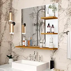 Espelheira Anjax Compacta – Ideal para Organização no Banheiro (BRANCO/FREIJO)