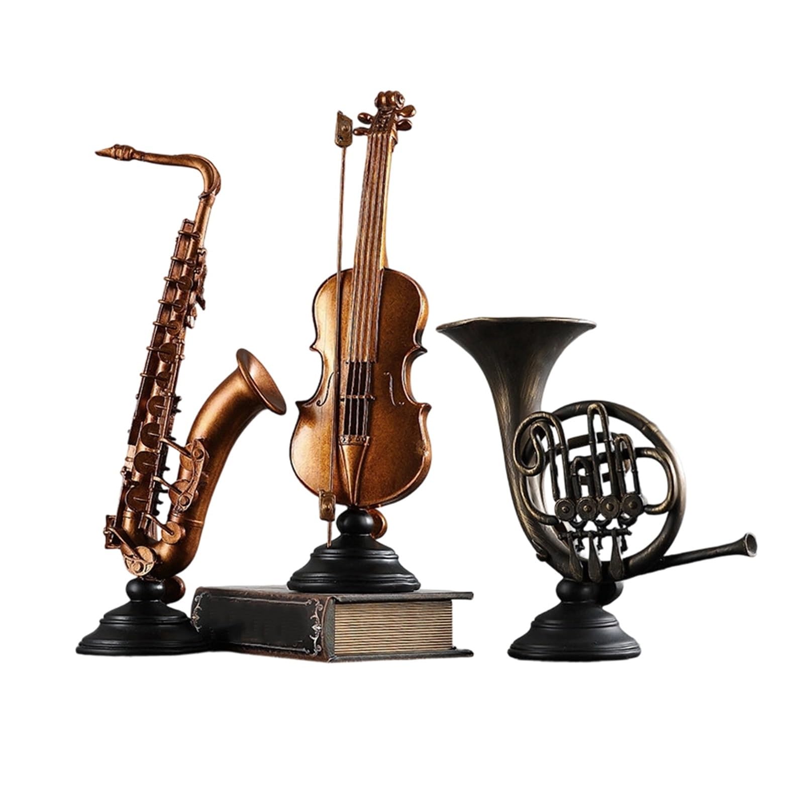 ZXFJYUIP Vintage Violin And Saxophone Wine Cabinet Living Room Desktop Musical Instrument Ornament(Set of three)