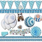 Oktoberfest Deko Party Grundausstattung - Oktoberfest Party Set für einen zünftigen bayrischen Abend im Raute Design in blau weiß